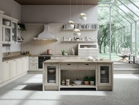 Cucina Shabby Chic angolare Flaminia in laccato Bianco a poro aperto di Ciao Cucine
