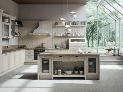 Cucina Shabby Chic angolare Flaminia in laccato Bianco a poro aperto di Ciao Cucine